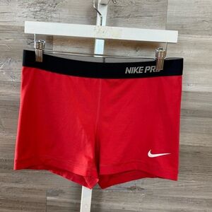 Nike Pro 3" Compression Training Shorts Red Black - Women's Large